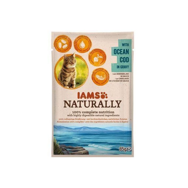 IAMS Naturally Adult Cat with Ocean Cod in Gravy 85 g