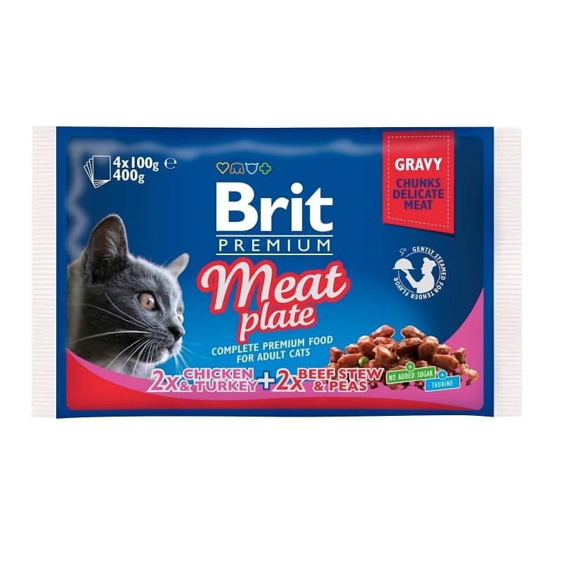 BRIT Premium Pouches Meat Plate 4 x 100 g