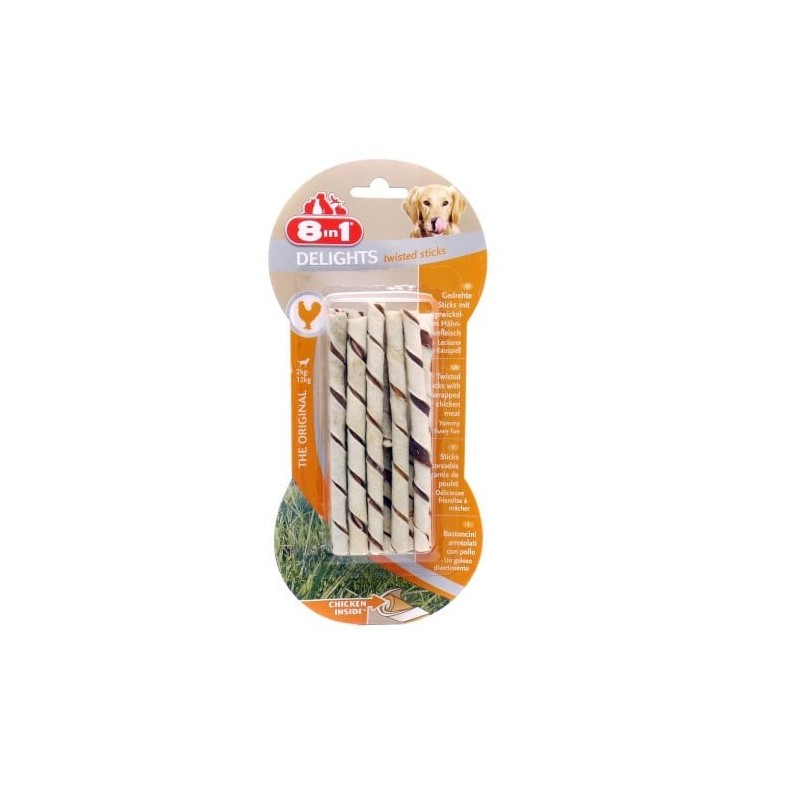 8in1 Beef Delights Twisted Sticks XS 10 Pack