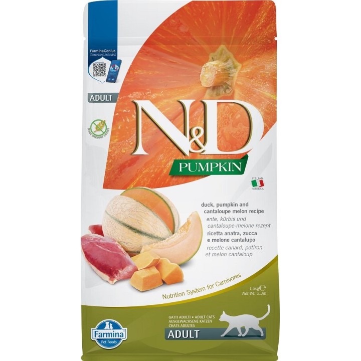 FARMINA N&amp,D Pumpkin Duck &amp, Cantaloupe Melon Adult Cat 1.5 kg