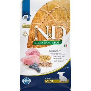 FARMINA N&amp,D Ancestral Grain Dog Lamb &amp, Blueberry Puppy Mini 2,5 kg für Welpen kleiner Rassen
