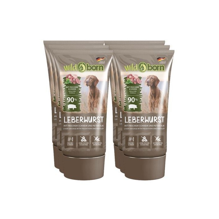 Wildborn Premium Leberwurst aus der Tube 6 x 75 g