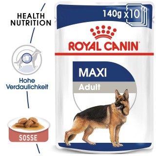ROYAL CANIN MAXI ADULT Nassfutter für große Hunde in Soße 10 x 140 g