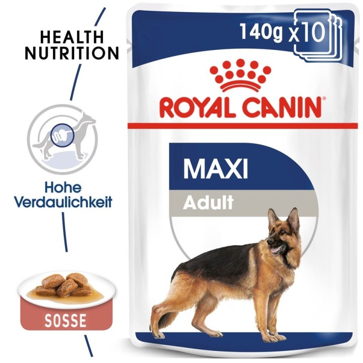 ROYAL CANIN MAXI ADULT Nassfutter für große Hunde in Soße 10 x 140 g