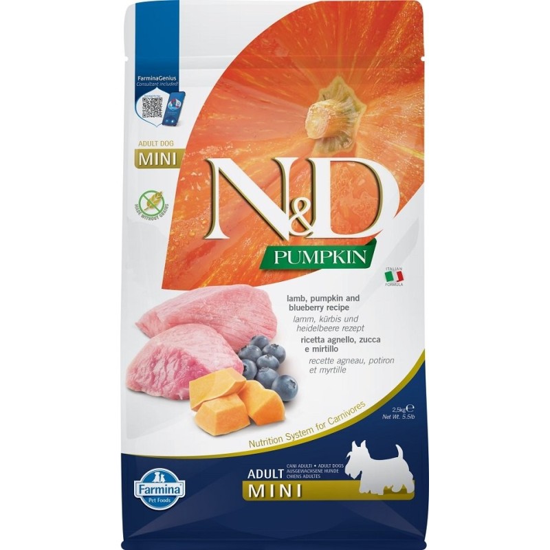 FARMINA N&amp,D Pumpkin Lamb &amp, Blueberry Adult Mini 2,5 kg