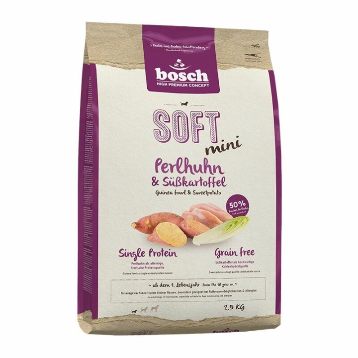 BOSCH SOFT Mini Perlhuhn &amp, Süßkartoffel 2,5 kg