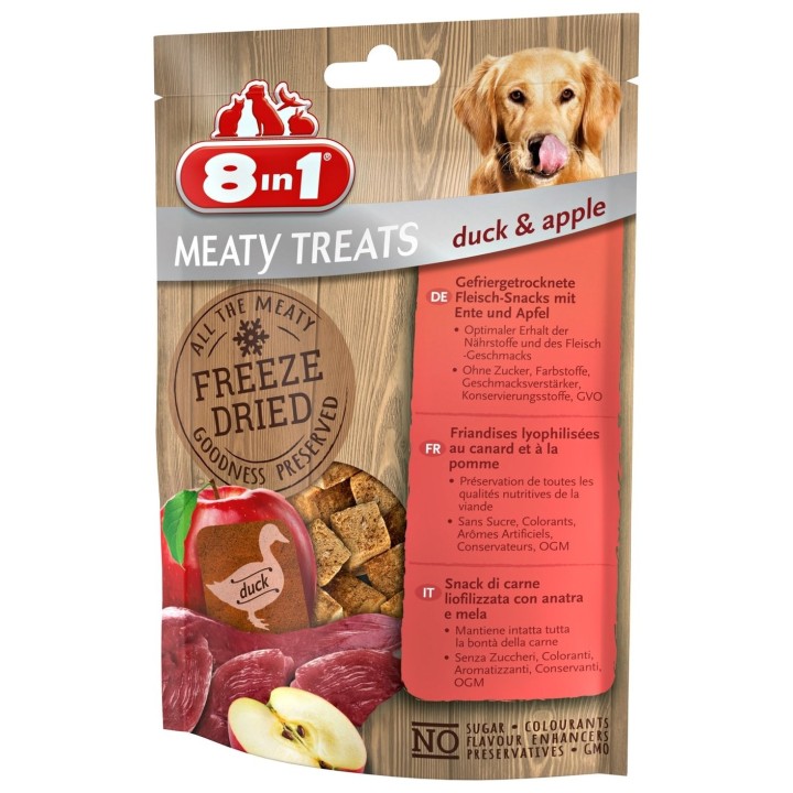 8in1 Meaty Treats Gefriergetrocknete Fleisch-Snacks Ente &amp, Apfel 50 g