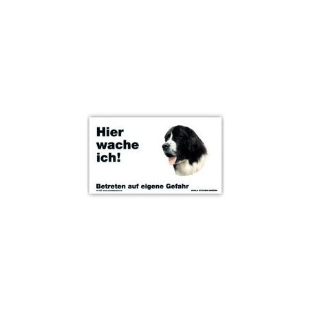 Warnschild "Hier wache ich!" Größe 17x10 cm, weiß