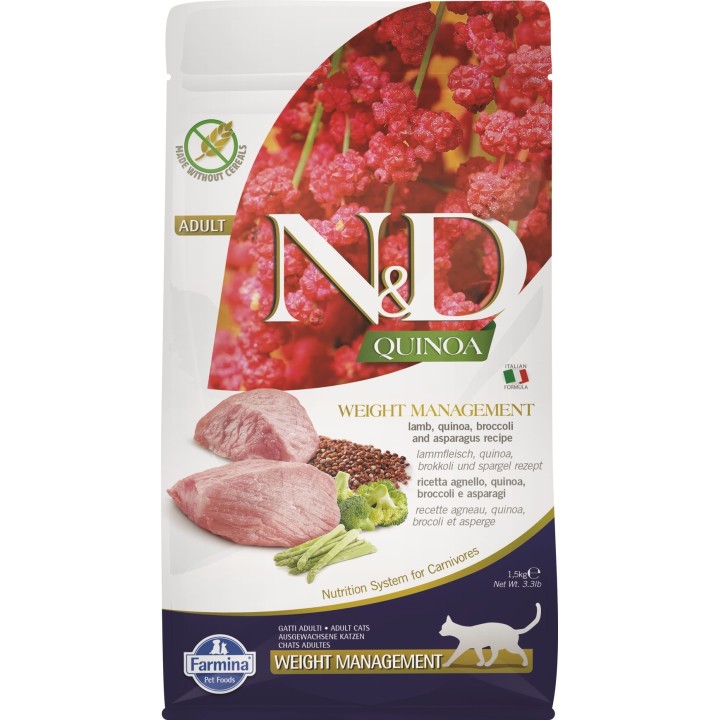 FARMINA N&amp,D Cat Quinoa WEIGHT MANAGEMENT Lamb &amp, Broccoli 1.5 kg