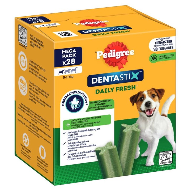 Sparpaket! 168 x Pedigree DentaStix Tägliche Zahnpflege / Fresh - Fresh - für kleine Hunde (5-10 kg)