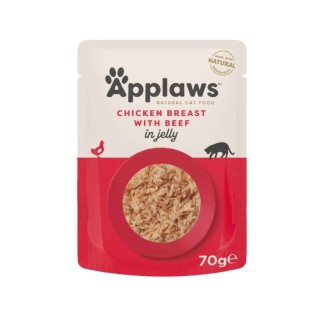 Applaws Katzen Nassfutter in Pouch-Beuteln Huhn mit Rind in Gelee 70g