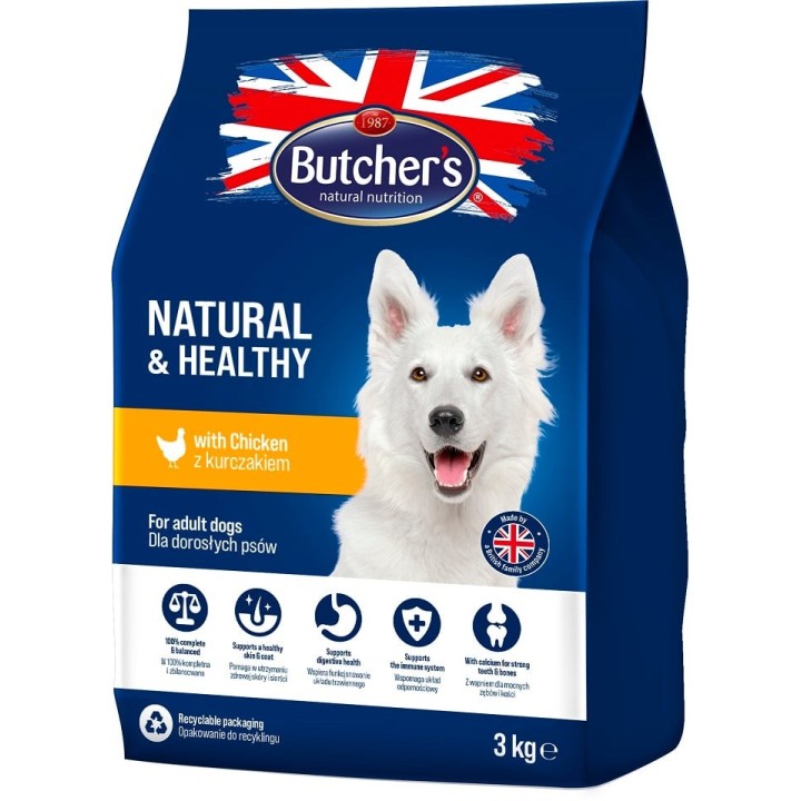 BUTCHER'S Natural&amp,Healthy Hundetrockenfutter mit Huhn 3 kg