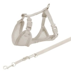 TRIXIE Junior Welpen-Softgeschirr mit Leine 2m hellgrau