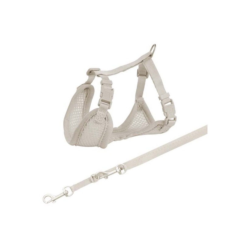 TRIXIE Junior Welpen-Softgeschirr mit Leine 2m hellgrau