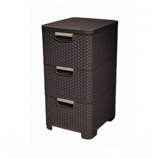 CURVER Regal mit Schubladen STYLE Rattanoptik 3 x 13,5 Liter Plastik braun