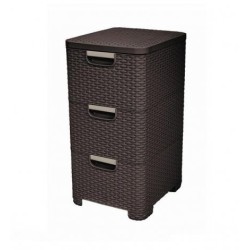 CURVER Regal mit Schubladen STYLE Rattanoptik 3 x 13,5 Liter Plastik braun