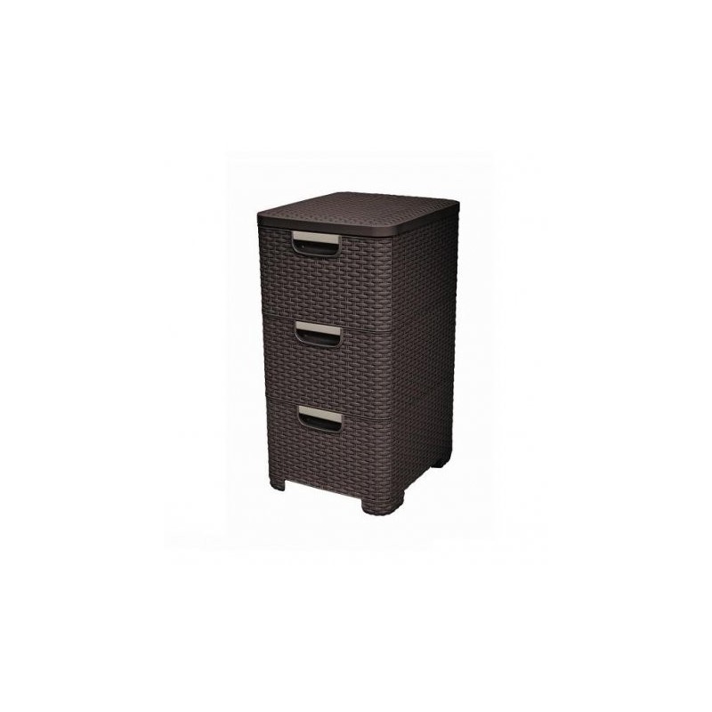 CURVER Regal mit Schubladen STYLE Rattanoptik 3 x 13,5 Liter Plastik braun