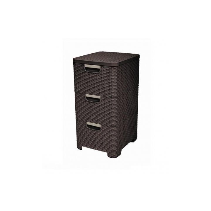 CURVER Regal mit Schubladen STYLE Rattanoptik 3 x 13,5 Liter Plastik braun