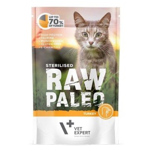 VETEXPERT Katzen-Nassfutter Raw Paleo Sterilised Truthahn 100G