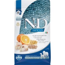 FARMINA N&amp,D Ocean Dog erwachsener Kabeljau, Hafer, und Orange Medium und Maxi 2,5 kg