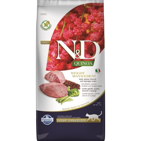FARMINA N&amp,D Quinoa Katze Gewichtsmanagement Lamm und Brokkoli 5 kg