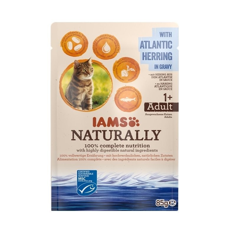 IAMS Naturally mit Hering aus dem Atlantik in Sauce 85 g