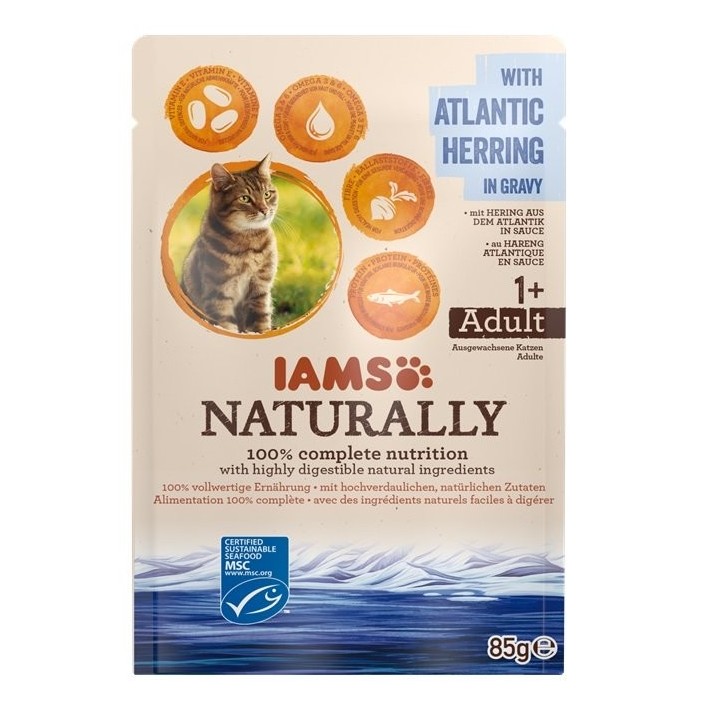 IAMS Naturally mit Hering aus dem Atlantik in Sauce 85 g