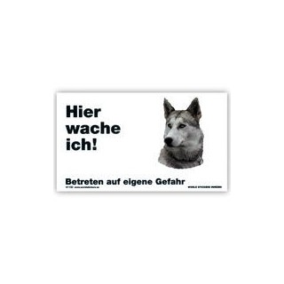 Warnschild "Hier wache ich!" Größe 17x10 cm, weiß