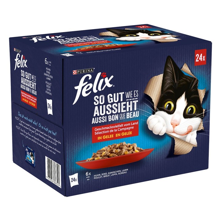 Felix "So gut wie es aussieht" Pouches 24 x 85 g - Huhn, Lamm, Rind, Kaninchen