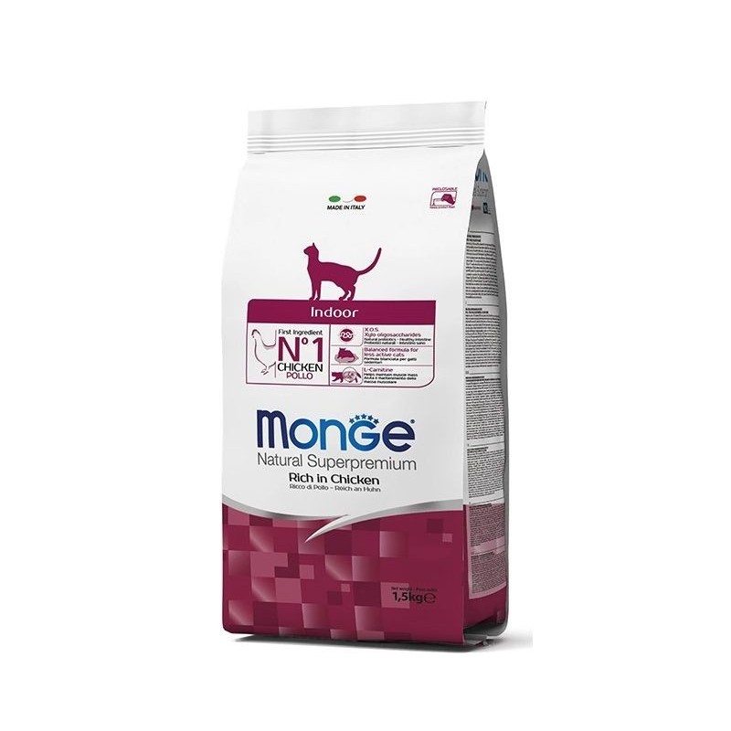 MONGE Cat Indoor für adulte Katzen, die im Haus leben. 400g