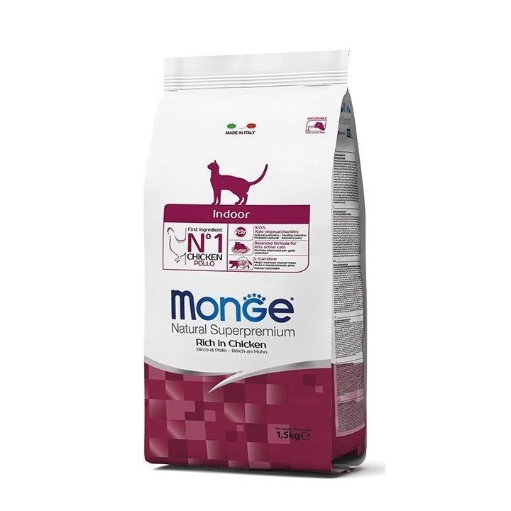 MONGE Cat Indoor für adulte Katzen, die im Haus leben. 400g