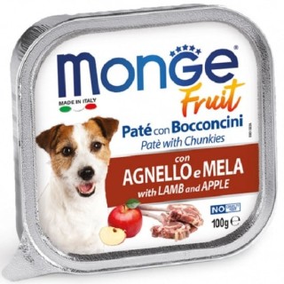 MONGE Fruit Dog Pastete mit Lamm und Apfel 100g