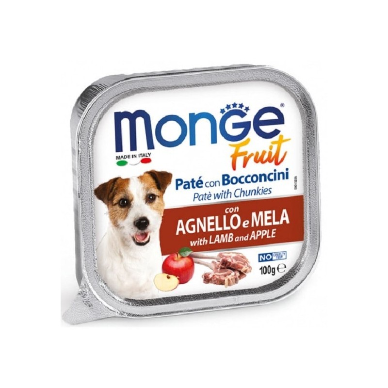 MONGE Fruit Dog Pastete mit Lamm und Apfel 100g