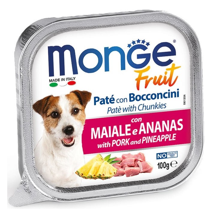 MONGE Fruit Dog Pastete mit Schweinefleisch und Ananas 100 g
