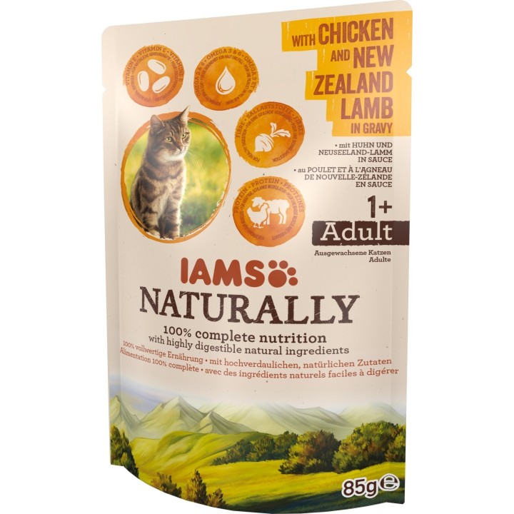 IAMS Naturally mit Huhn und Neuseeland-Lamm in Sauce 85 g