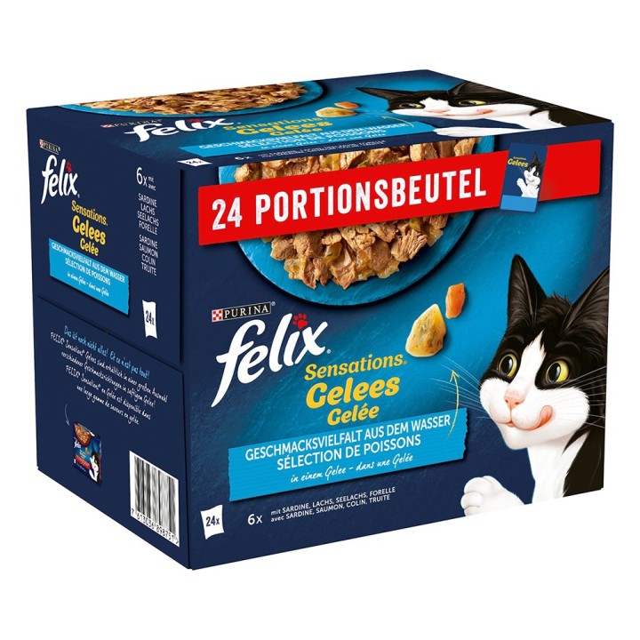 Felix "Sensations" Pouches 24 x 85 g - Geschmacksvielfalt aus dem Wasser in Gelee