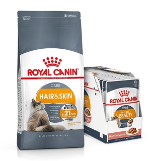 ROYAL CANIN Hair&amp,Skin Care 10kg + Intense BEAUTY nass in Soße 85g x12