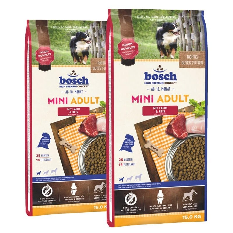 BOSCH Mini Adult Lamm &amp, Reis 30 kg (2 x 15 kg)