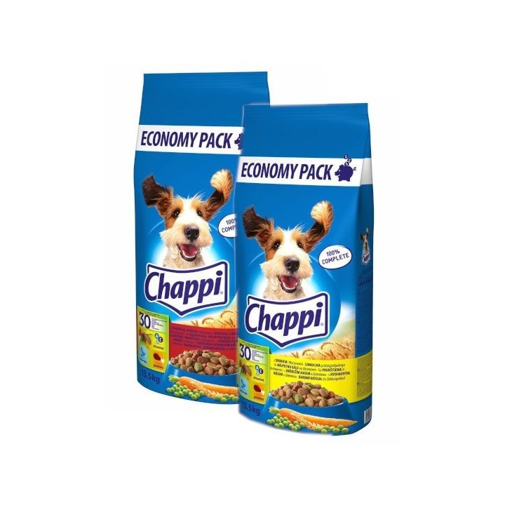 CHAPPI MIX - mit Geflügel und Gemüse und mit Rindfleisch, Geflügel und Gemüse 27kg (2x13,5kg)
