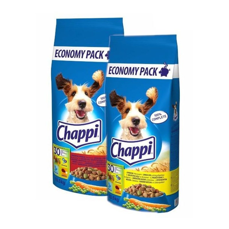 CHAPPI MIX mit Geflügel und Gemüse &amp, Rindfleisch, Geflügel und Gemüse 27kg (2x13,5kg)