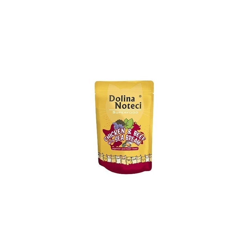 DOLINA NOTECI Superfood Huhn, Rind, Kabeljau 85g Nassfutter für Katzen