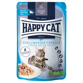 Happy Cat Pouch Meat in Sauce 12 x 85 g  - Quellwasser-Forelle