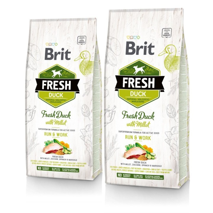 BRIT Fresh duck with millet active run &amp, work 24 kg (2 x 12 kg)