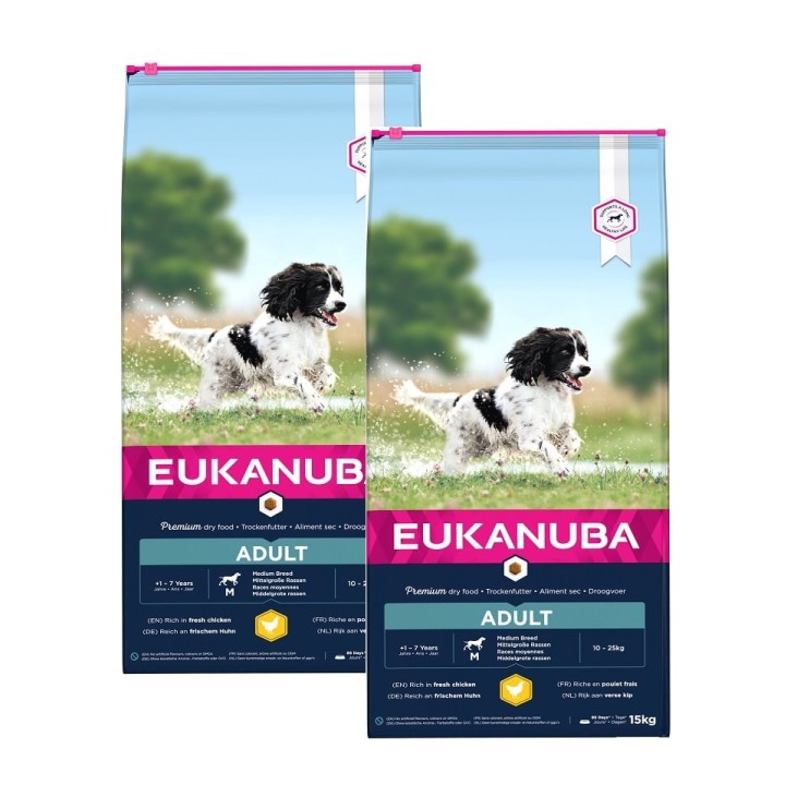 EUKANUBA Active Adult Medium Breed reich an frischem Huhn 30 kg (2 x 15kg)