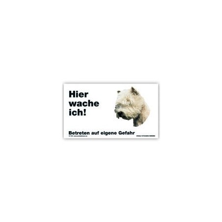Warnschild "Hier wache ich!" Größe 17x10 cm, weiß