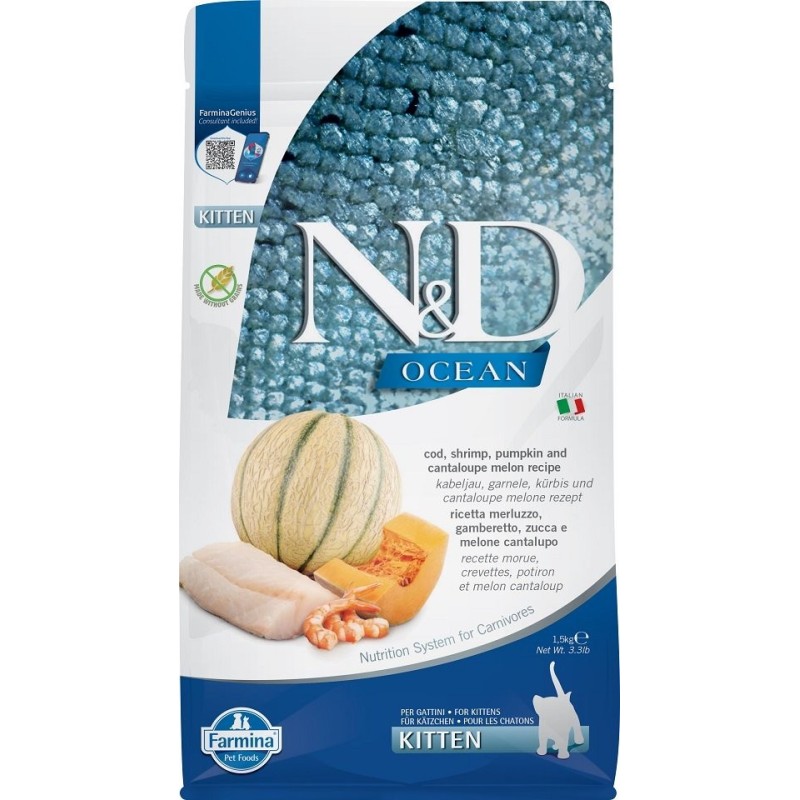 FARMINA N&amp,D Ocean Cat Kitten cod, shrimp, pumpkin &amp, cantaloupe melon 1,5 kg