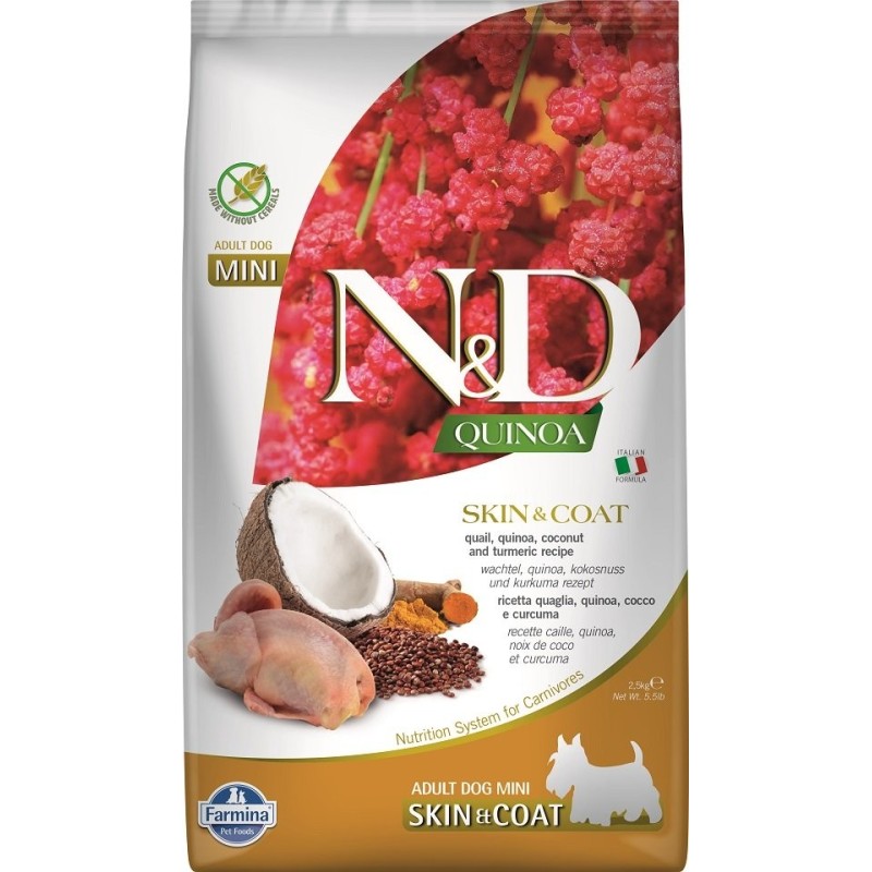 FARMINA N&amp,D SKIN &amp, COAT WACHTEL &amp, KOKOSNUSS ADULT 2.5kg