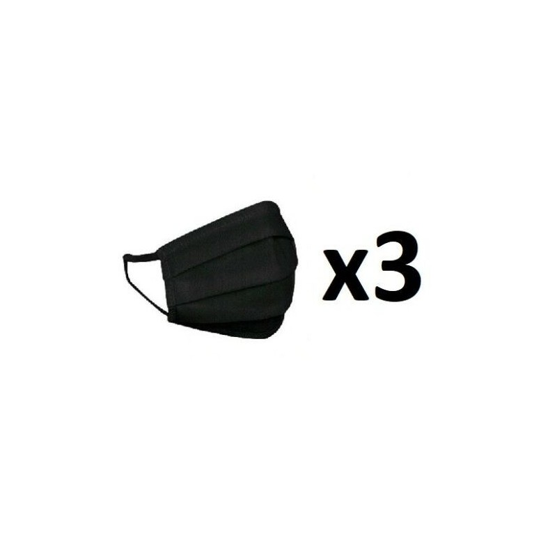 HEXA HEALTH doppelschichtige schwarze Baumwollschutzmaske x 3