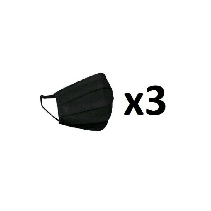 HEXA HEALTH doppelschichtige schwarze Baumwollschutzmaske x 3