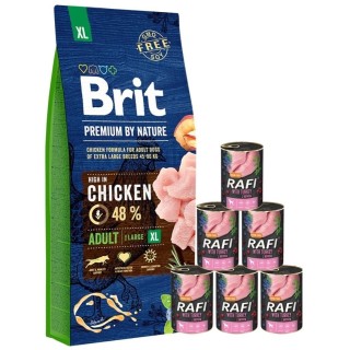 BRIT Premium By Nature Adult Extra Large XL 15 kg + Nassfutter mit Pute 6x400 g